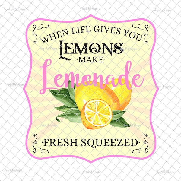 When life gives you lemons make pink  lemonade PNG, waterslide images, lemon label, sublimation, digital download, tumbler graphics