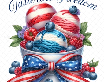 Patriotic ice cream PNG, digital download, ice cream tumbler, DTF,  decal, Sublimation, American flag, digital download, waterslide images