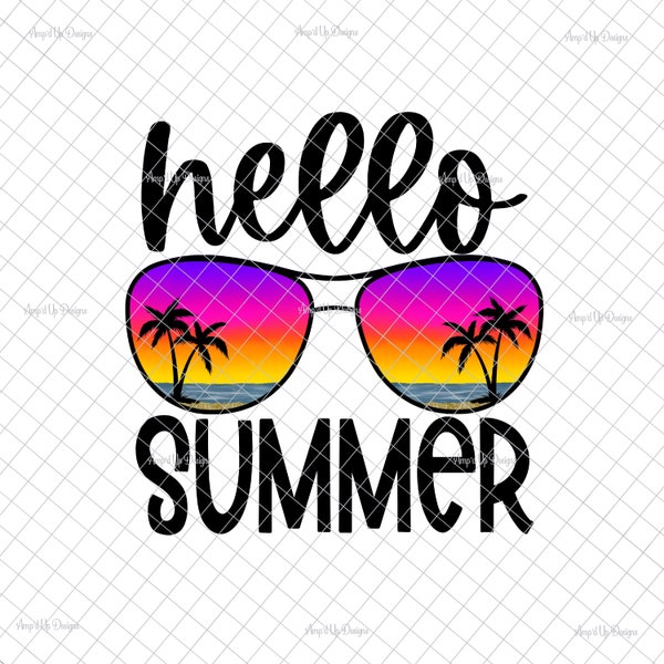 Hello summer sunglasses  clear Laser printed Waterslide image, summer decal, waterslide,  tumbler supplies, waterslide decals