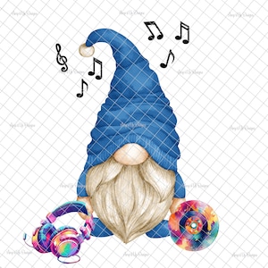 Dj gnome PNG, calcomanía de gnomo, imágenes de gnomo de música, descarga digital, calcomanía de gnomo, sublimación, gráficos PNG, imágenes de tobogán, gráficos de vaso