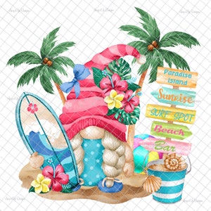 Beach  gnome PNG, Digital download, Sublimation, summer gnomes, gnome decal, beach gnome images, waterslide images, tumbler graphics