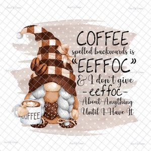 Coffee gnome PNG, Leopard Coffee decal, Sublimation, digital download, coffee gnome, gnome decal,Coffee image, coffee PNG, waterslide images