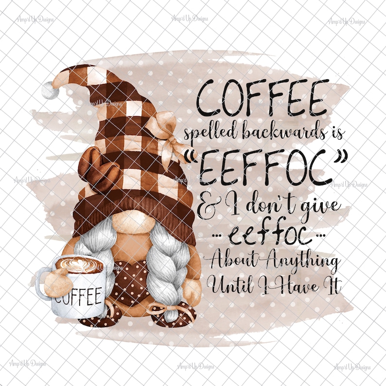 Coffee gnome PNG, Leopard Coffee decal, Sublimation, digital download, coffee gnome, gnome decal,Coffee image, coffee PNG, waterslide images 