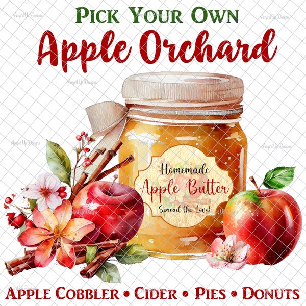 Apple Orchard PNG, sublimation, Apple butter PNG, digital graphics, Apple decal, apple decal, Apple jam, digital download tumbler graphics