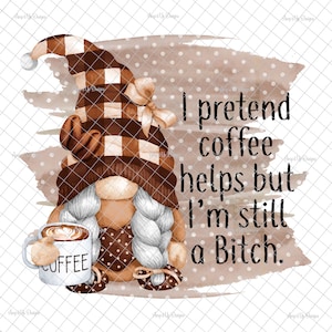 Nain de café PNG, décalque de café léopard, Sublimation, téléchargement numérique, nain de café, décalque de gnome, image de café, café PNG, images de toboggan