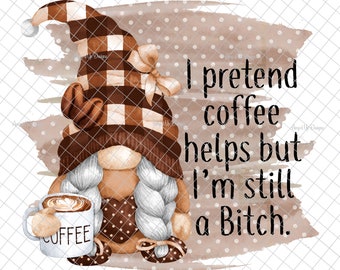 Coffee gnome PNG, Leopard Coffee decal, Sublimation, digital download, coffee gnome, gnome decal,Coffee image, coffee PNG, waterslide images