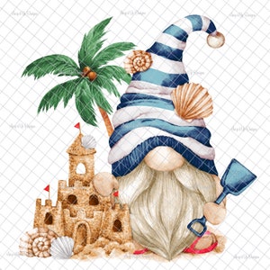 Beach gnome Clear Laser printed Waterslide image, gnome, beach gnome, gnome decal, Physical item, tumbler supplies, waterslide decals