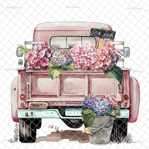 Hydrangea Farms truck PNG, PNG graphics, Sublimation, truck image, flower truck decal, hydrangea decal, waterslide images, tumbler graphics