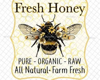 Fresh honey Clear Laser printed Waterslide, honey bee, bee tumblers, bee,  bee decal, tumbler graphics, bee waterslides, tumbler supplies