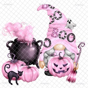 Halloween gnome PNG, Sublimation, PNG graphics, pink Halloween gnome, Halloween digital download, PNG files, waterslide images, tumblers