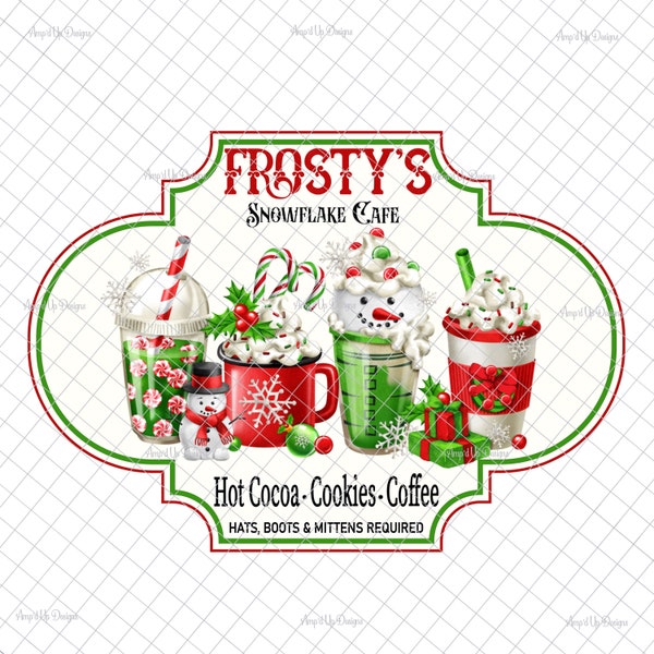 Christmas Cafe clear Laser printed Waterslide, Christmas tumblers, frosty decal, gnome images, Christmas waterslides,tumbler supplies