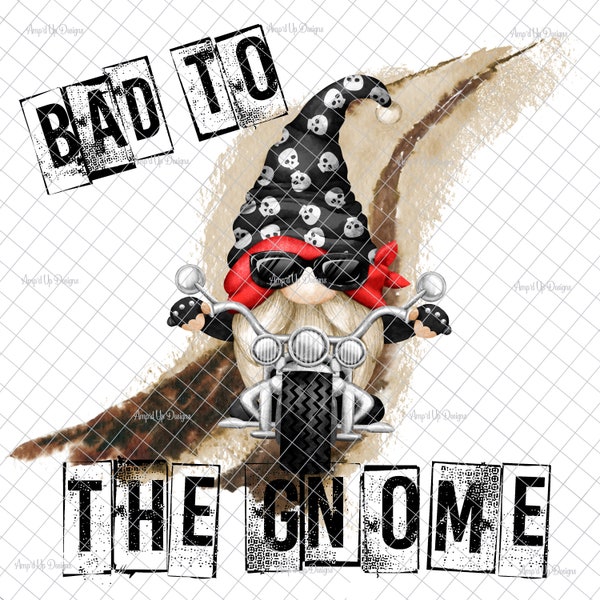 Bad to the bone gnome PNG, PNG graphics, Sublimation graphics, biker gnome, motorcycle gnome decal, waterslide images, Gnome  image