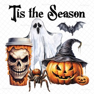Tis the season PNG, Halloween decal, Halloween latte images, digital,  Halloween decal, tumblers graphics, Halloween png, waterslides images