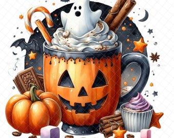 Halloween Coffee PNG, Digital download, sublimation, Halloween images, Halloween Brew, DTF, Halloween treats, waterslides, tumbler graphics,
