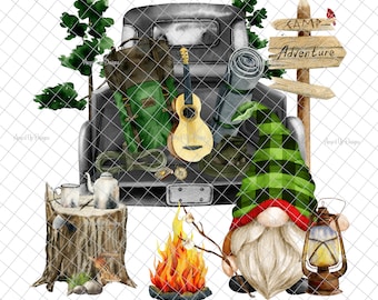 Camping gnome PNG, Camping gnome decal, Sublimation, digital download, camp gnome, gnome decal,Camping image, gnome PNG, waterslide images
