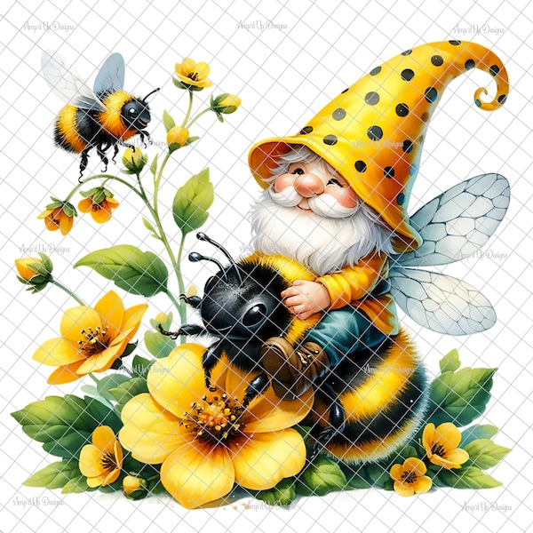 Bee gnome Clear Laser printed Waterslide, Bee gnome decal, gnome waterslides, gnome tumbler gnome image, bee truck, tumbler supplies