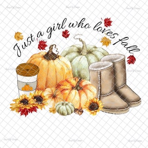 Just a girl who loves fall Clear Laser printed Waterslide image, pumpkins, Fall tumblers, vintage truck,  tumbler supplies, waterslide decal