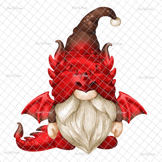 Dragon gnome clear Laser printed Waterslide, red gnome dragon decal, dragon waterslides, dragon images, dragon decal, tumbler supplies