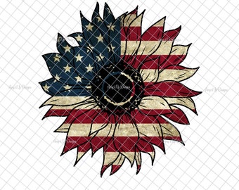 American sunflower flag PNG, American flag decal, sunflower images, sublimation, PNG graphics, tumblers, Sublimation,  waterslide images