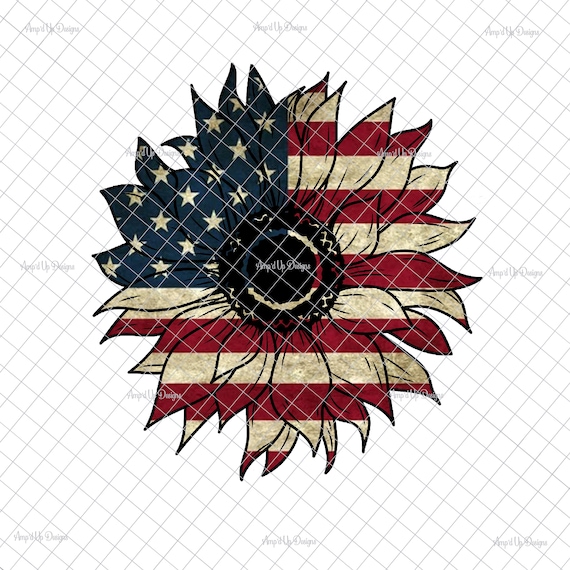 Download American Sunflower Flag Png American Flag Decal Sunflower Etsy