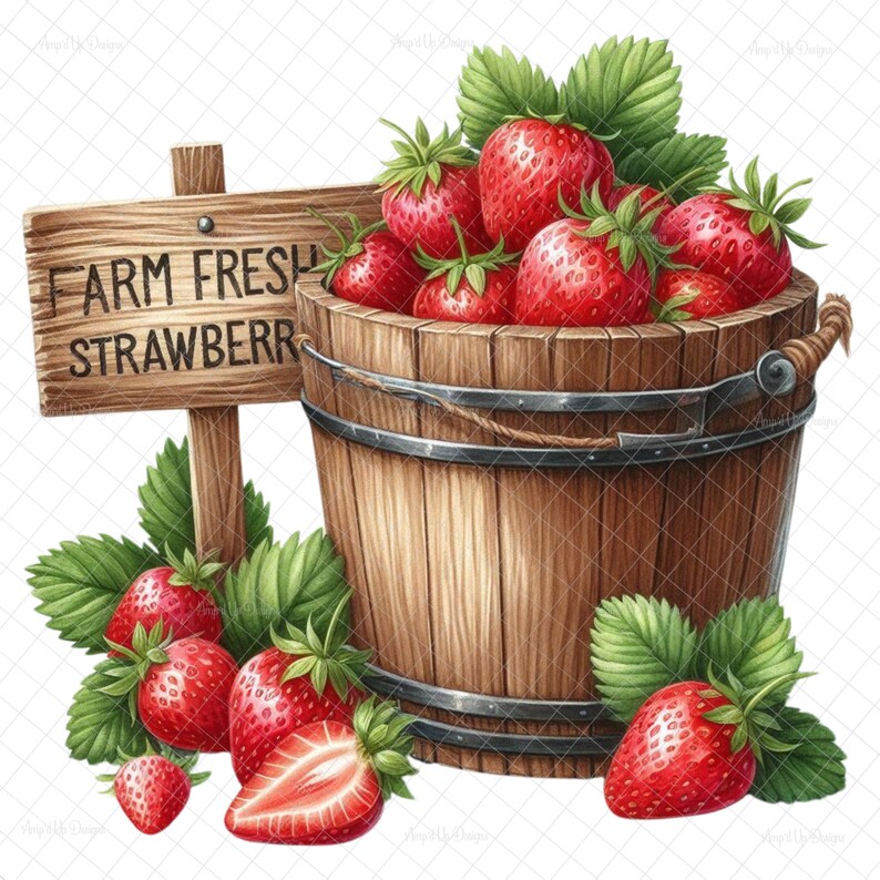 農場の新鮮なイチゴ PNG、デジタルダウンロード、昇華、イチゴ画像、イチゴデカール、イチゴウォータースライド画像、タンブラーグラフィック 画像 3