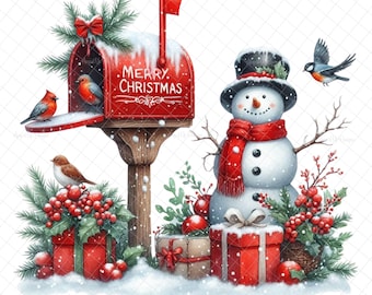 Christmas PNG, PNG Download, Sublimation, snowman, Christmas mail, Christmas graphics, waterslide images, tumbler graphics, Christmas images