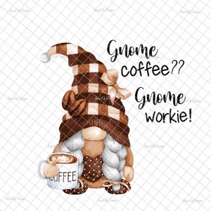 Gnome coffee gnome workie Clear Laser printed Waterslide, gnome decal, gnome images, gnome tumblers, gnome waterslides, tumbler supplies