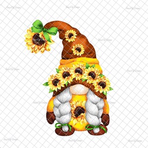 Sunflower gnome Clear Laser printed Waterslide, gnome decal, gnome waterslides, gnome tumbler gnome image, gnome, tumblers, tumbler supplies