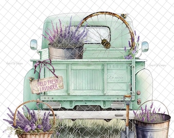 Lavender Farms truck PNG, PNG graphics, Sublimation, truck image, truck decal, lavender, lavender decal, waterslide images, tumbler graphics