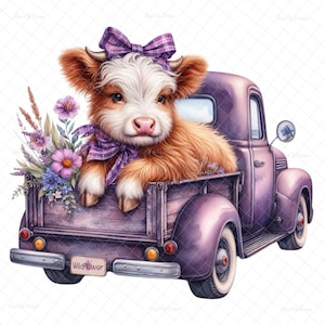 Summer wildflower truck  PNG, highland cow, Sublimation, digital, truck decal, wildflower, truck images, waterslide images, tumbler graphics