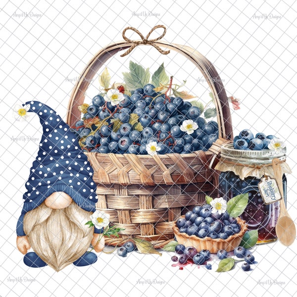 Blueberry farm PNG, digital download, sublimation, blueberry gnome, blueberry tumblers, waterslide images,sublimation,tumbler graphics