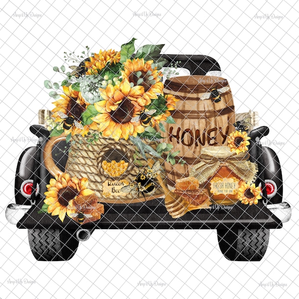 Fresh Honey truck PNG, digital download, Bee images, Bee tumblers, bee waterslide images, Fresh honey truck, sublimation, tumbler graphics