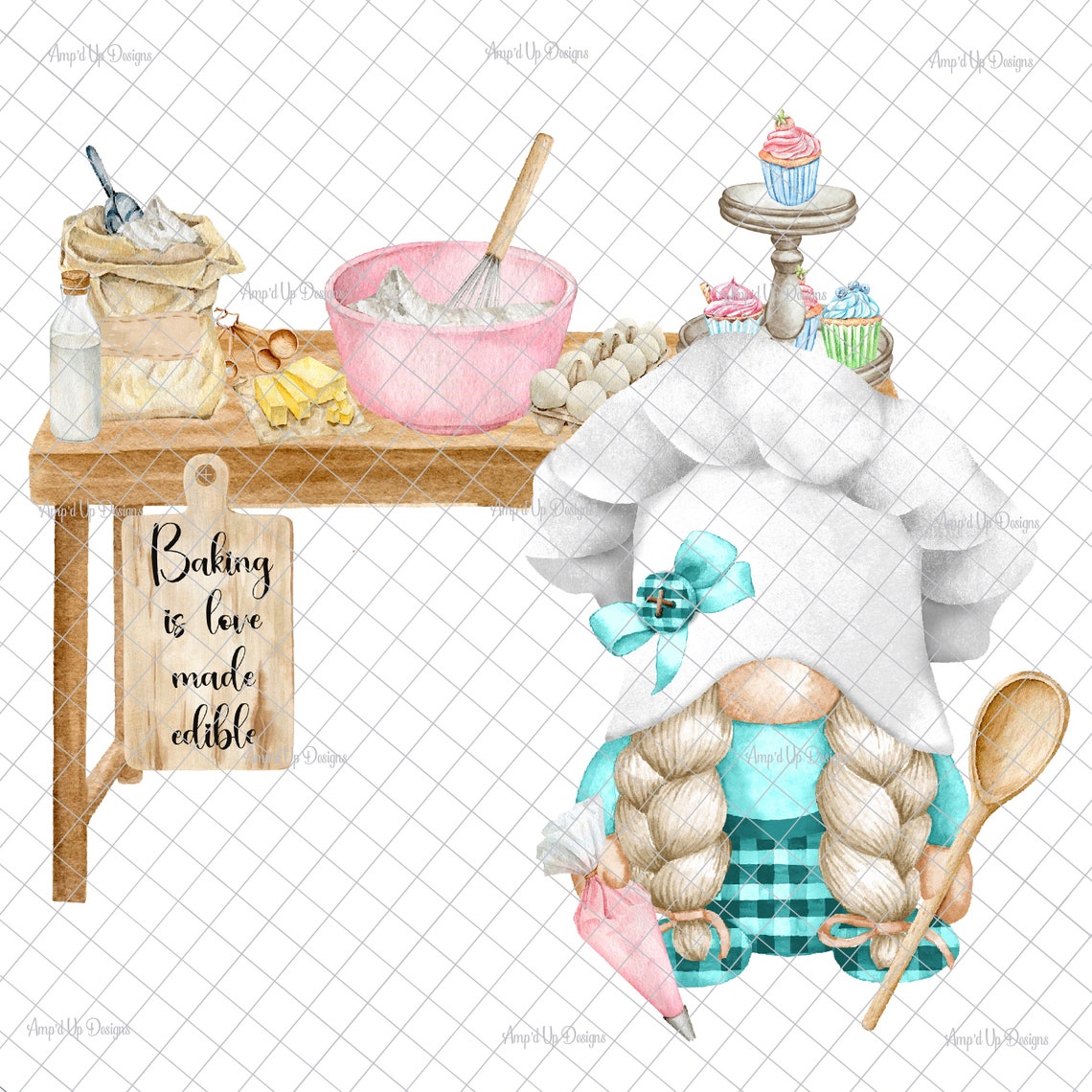 Baking is love made edible PNG Baking gnome Sublimation | Etsy