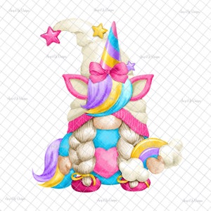 Unicorn gnome  gnome gnome Clear Laser printed Waterslide, gnome decal, gnome images, gnome tumblers, gnome waterslides, tumbler supplies