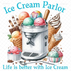 La vita è migliore con il gelato PNG, sublimazione, gelato PNG, digitale, decalcomania gelato, etichetta gelato, immagini gelato, download digitale