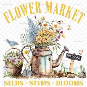 Frühlingsblumenmarkt PNG, Sublimation, Frühlingsbilder, Frühlingsgrafiken, Frühlingsdownload, Grafiken, Wasserschiebebilder, Bechergrafiken