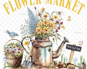 Spring Flower Market PNG, Sublimation, Spring images, spring graphics, spring download, graphics, waterslide images, tumbler graphics