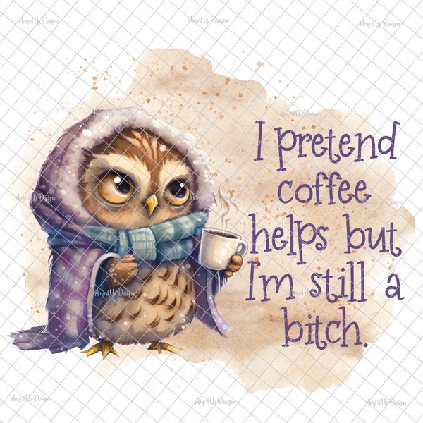 Coffee owl PNG, Coffee decal, Sublimation, digital download, coffee owl, owl decal,Coffee image, cute owl, coffee PNG, waterslide images