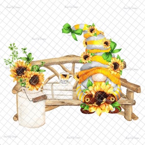 Sunflower gnomes PNG, PNG graphics,Sublimation graphics, summer gnomes, gnome decal, sunflowers,digital download , tumbler graphics