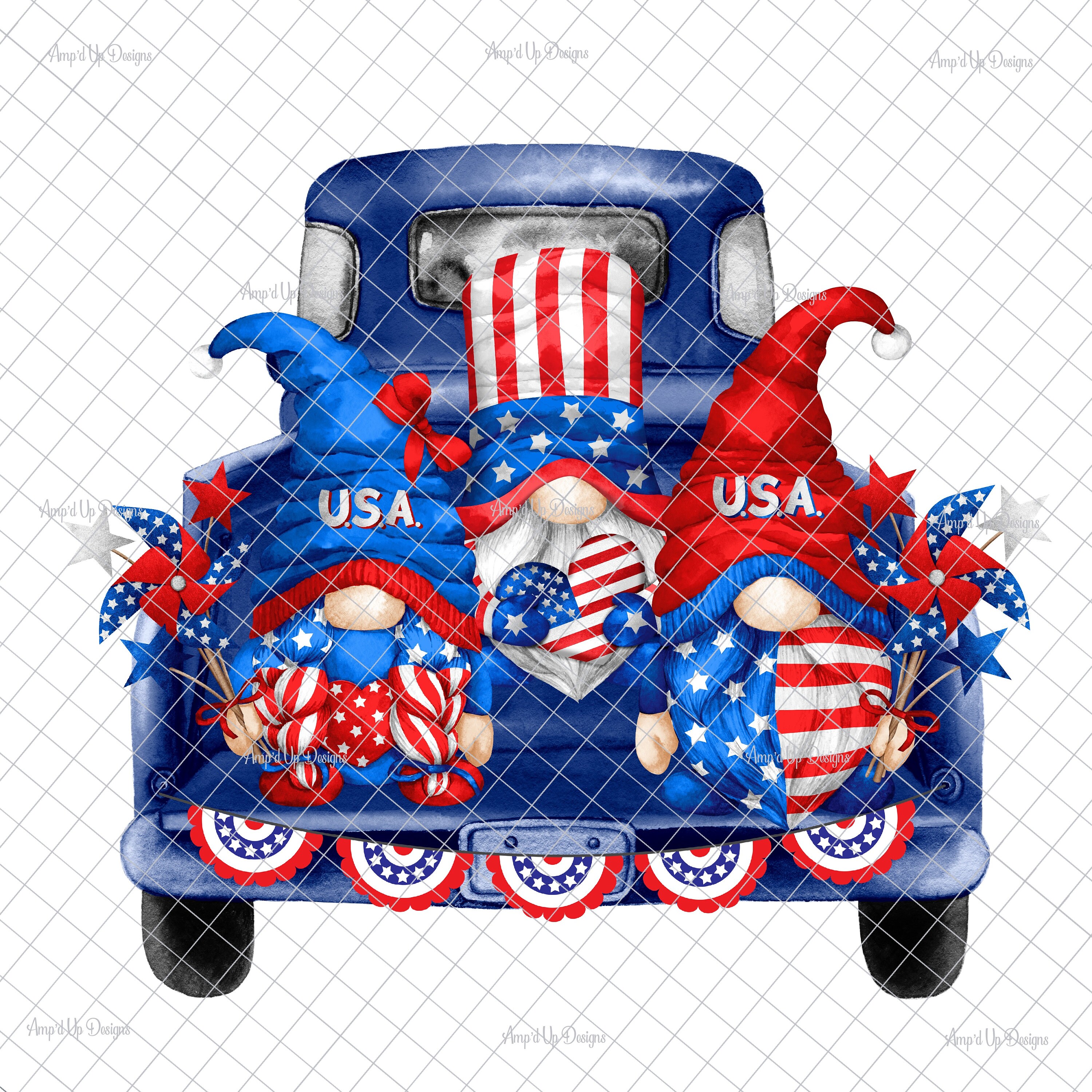 Fourth of July Gnome Laser Printed Waterslide Decal for Tumblers Ready to Use Tumbler Supplies Printed Image Transfer Design American Flag