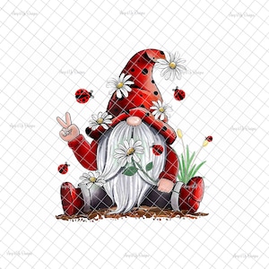 Daisy peace gnome Clear Laser printed Waterslide, gnome decal, gnome images, gnome tumblers, gnome waterslides, tumbler supplies
