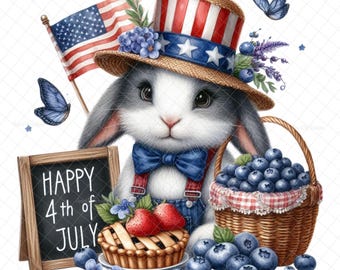 Patriotic bunny PNG, PNG graphics, bunny decal, door hanger, Sublimation, bunny download, digital download, DTF, waterslide image, tumbler