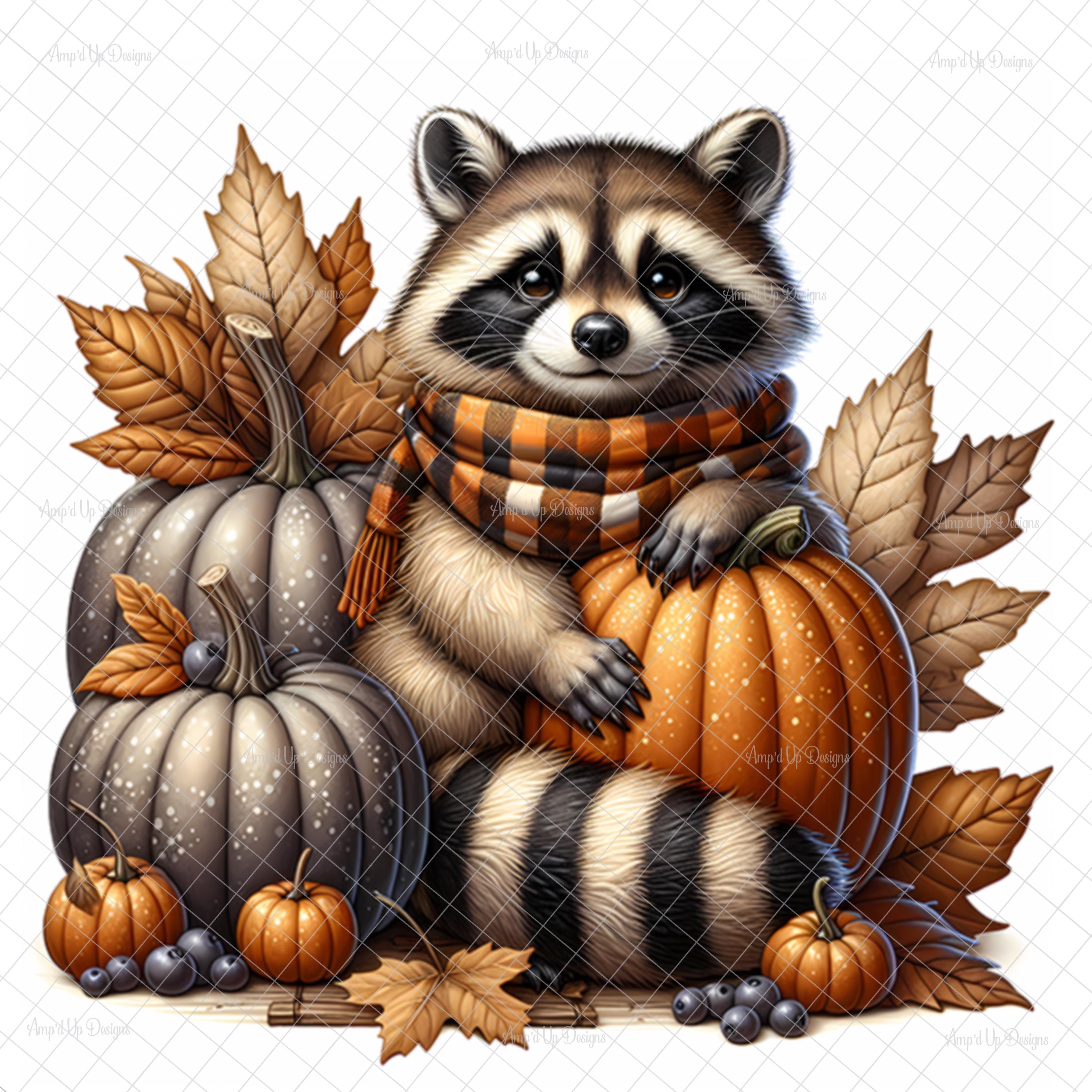 Fall Racoon Decor Fall Raccoon Clear Laser Printed Waterslide Image, Fall Raccoon ...