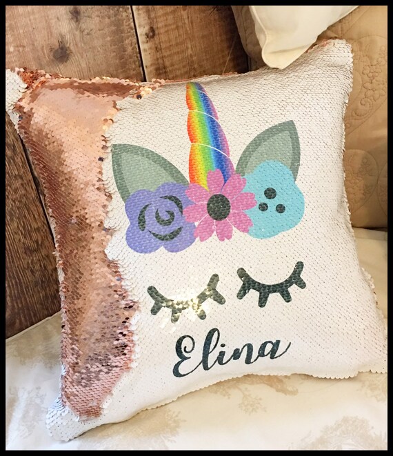 personalised unicorn sequin cushion