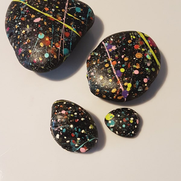 Calming handpainted touchstones vivid colours x 4 Great calming rocks for the office, bonsai ornaments or window sill decorations