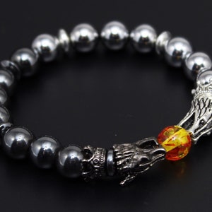 Zweifarbiges Drachen Hämatit Armband: Perlenarmband im Wikinger Stil