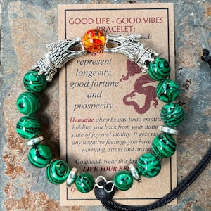 Green tiger’s eye dragon bracelet with adjustable cord, viking bracelet, nordic bracelet, gift for him, one size fits most.