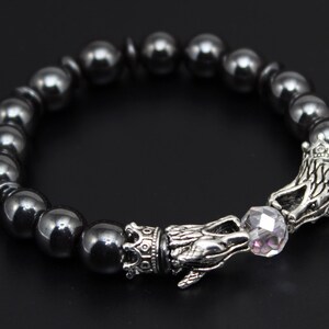Silber Drachengrau Hämatit Perlen Armband: Viking Style