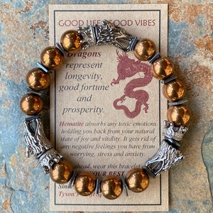 Copper Hematite Bracelet, Viking Bracelet, Stretchy Beaded Bracelet Men, Gift for Him, Boyfriend Gift, Father’s Day Gift.