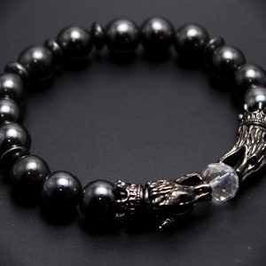Grauer Hämatit Drachen Armband: Männer Armband im Viking Style